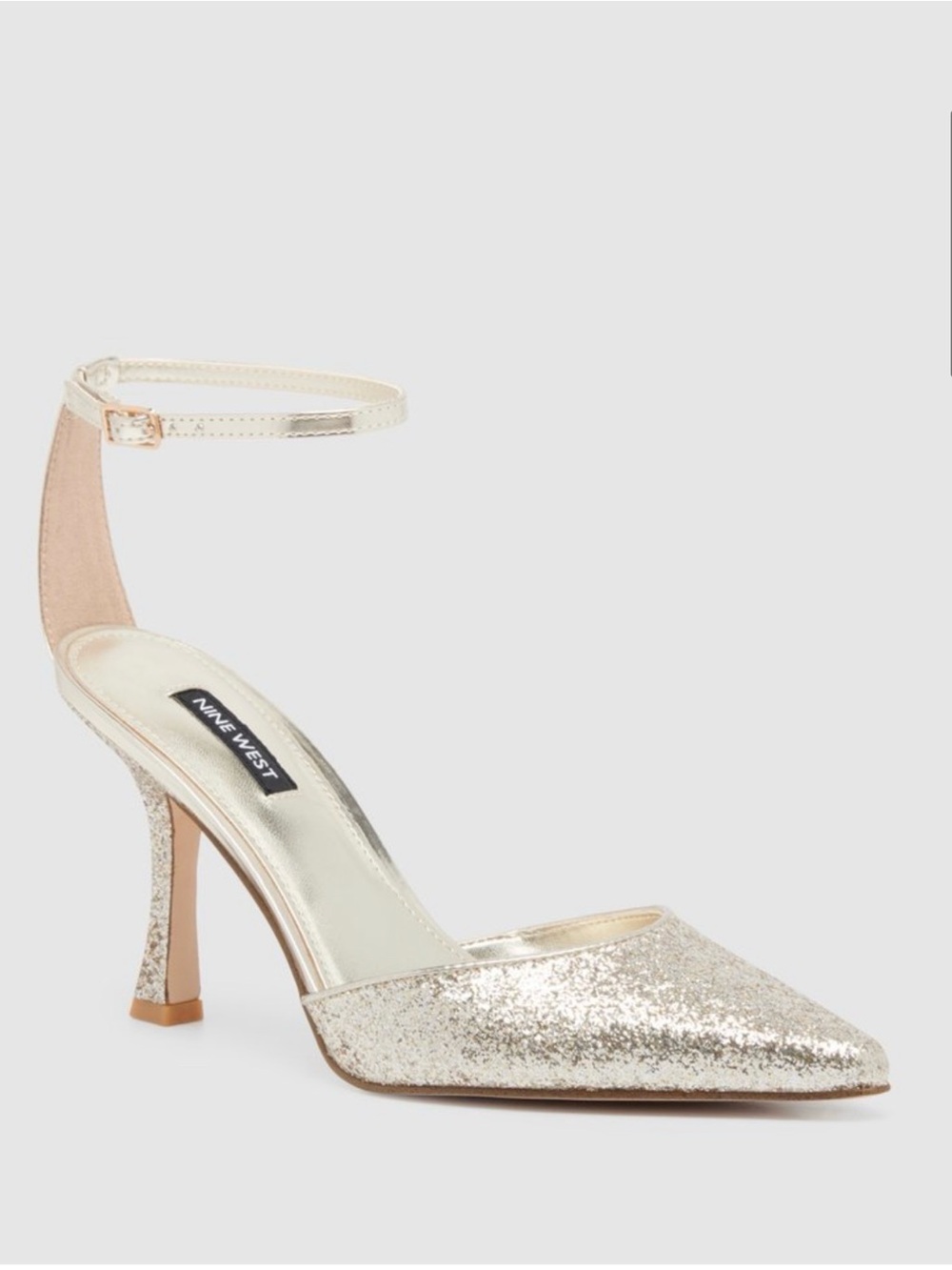 Silver Glitter Pointed-Toe Women's Heels